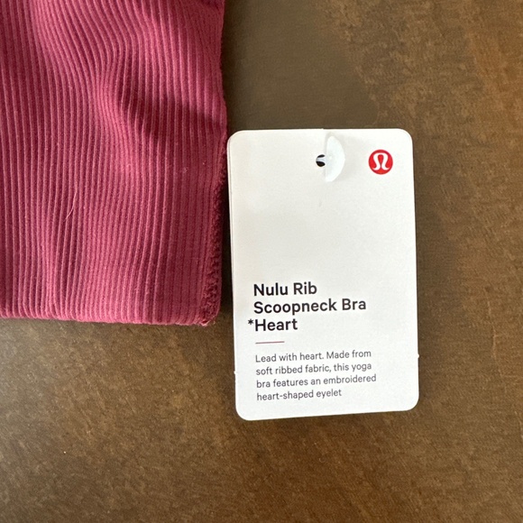 LULULEMON HEART NULU RIBBED SCOOPNECK BRA B/C Cup Burgundy Bay SZ Medium - Picture 3 of 4